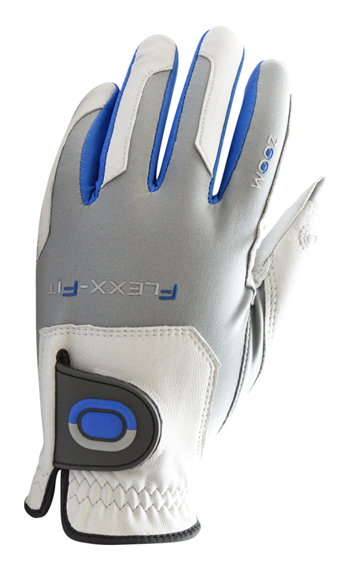 ZOOM TOUR WHITE+SILVER+BLUE LEATHER GOLF GLOVE