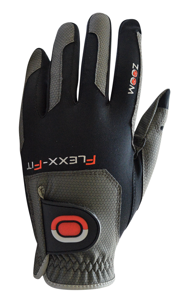 ZOOM WEATHER CHARCOAL+BLACK+RED LEATHER GOLF GLOVE
